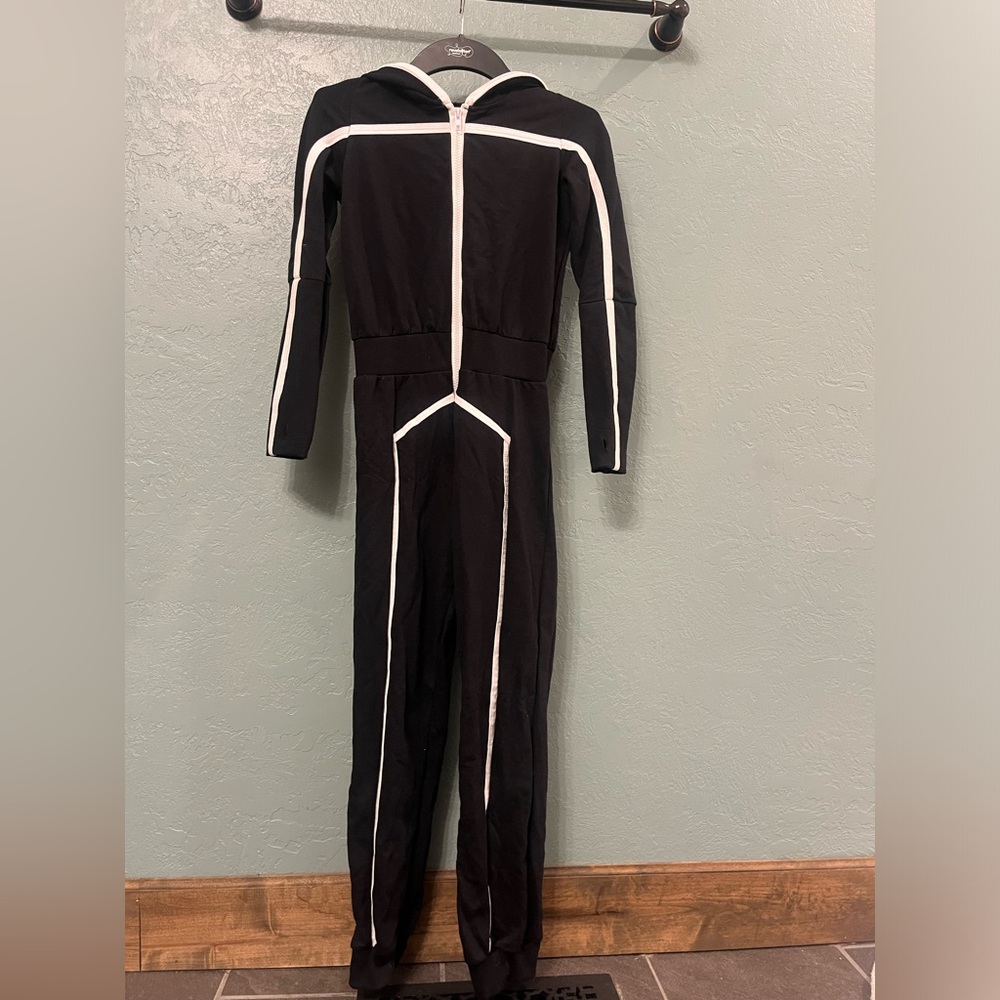 Black Jumpsuit with White Accents Hip hop costume